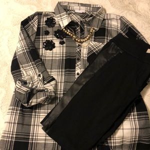 Dress Barn Plaid Embellished Shirt NWT